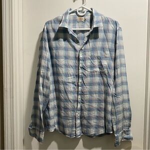 Faherty Preppy Grunge Rockabilly Cotton Tencel Plaid Soft Button Down S…